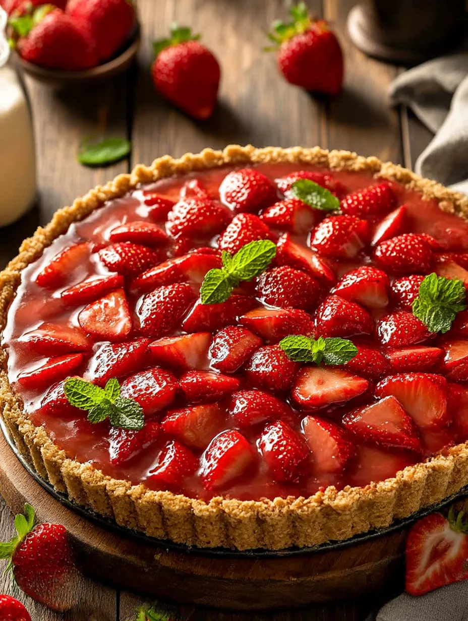 A slice of fresh strawberry pie.