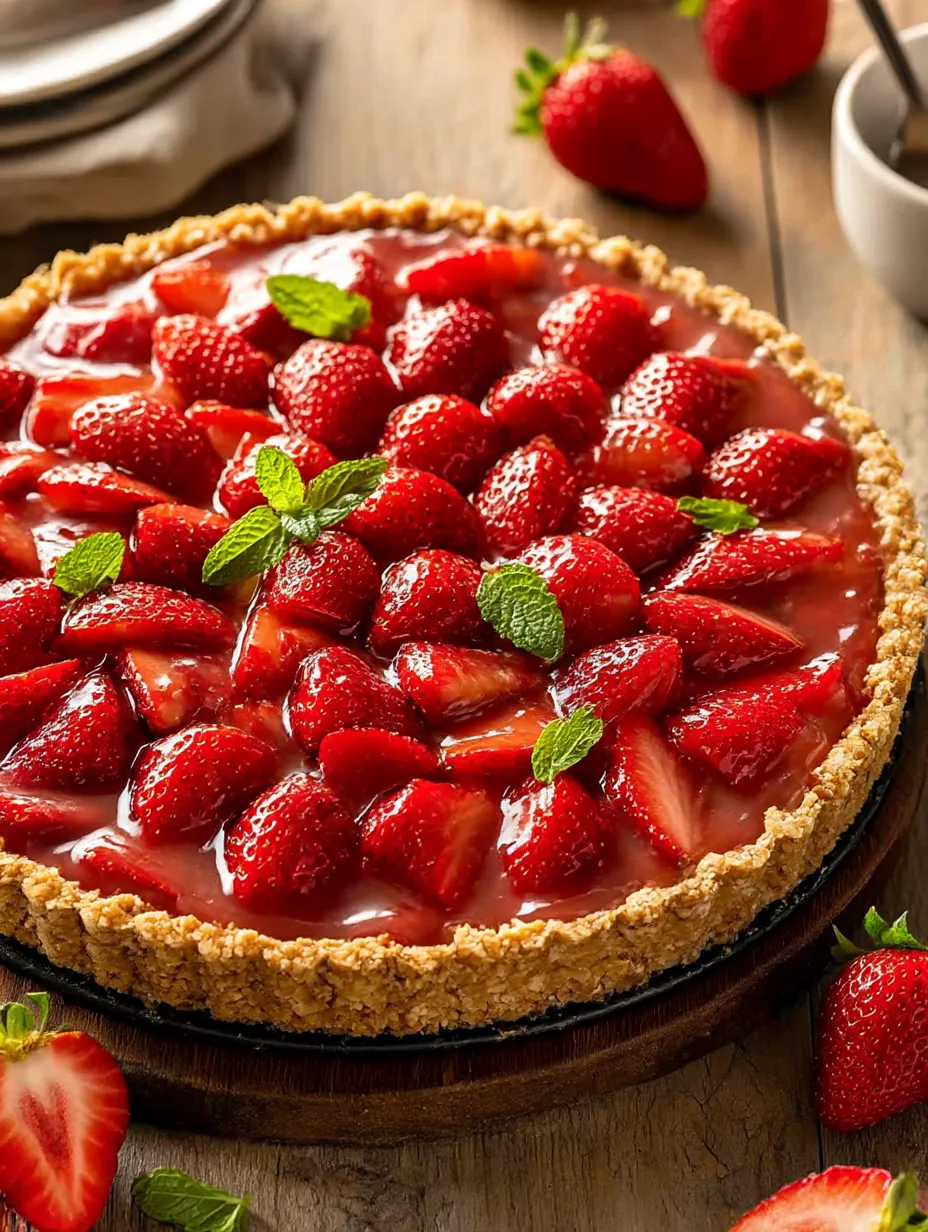 A slice of fresh strawberry pie.