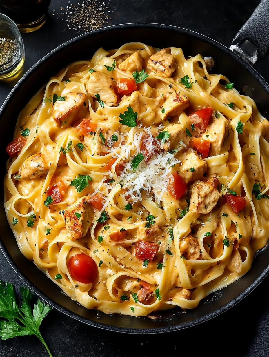 A bowl of creamy cajun chicken pasta.