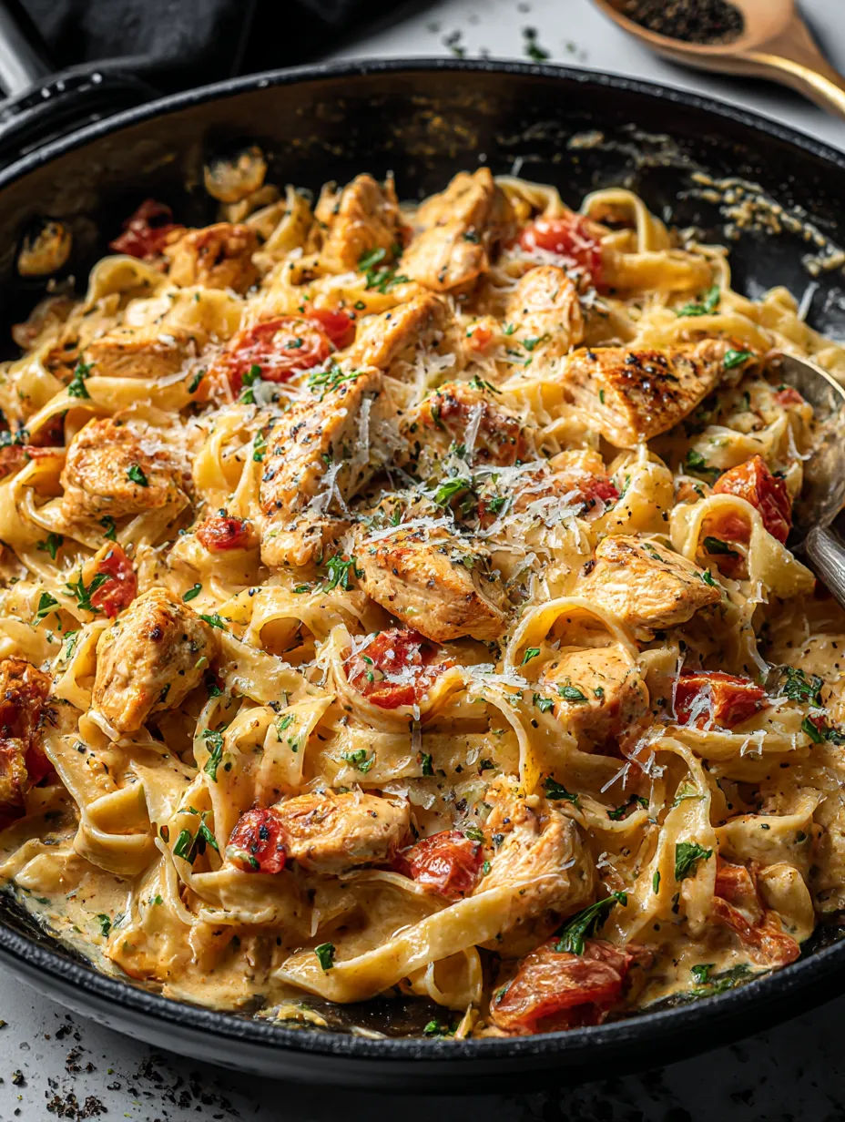 A bowl of creamy cajun chicken pasta.