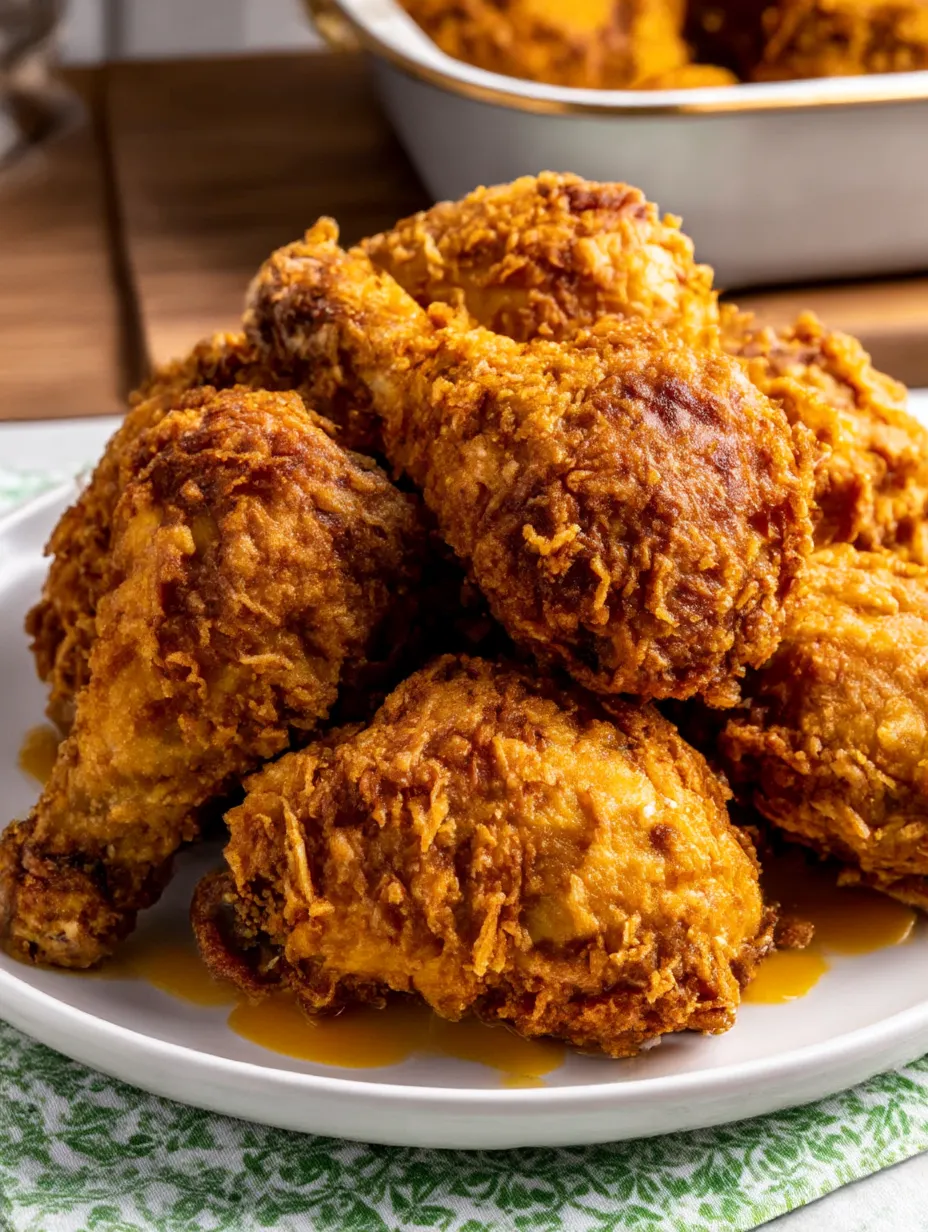 A plate of crispy fried chicken.