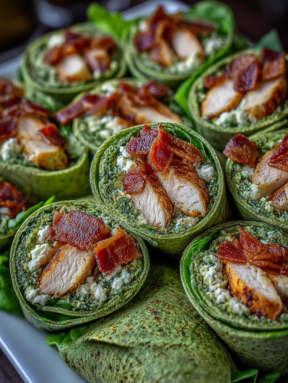 A plate of pesto chicken lettuce wraps.
