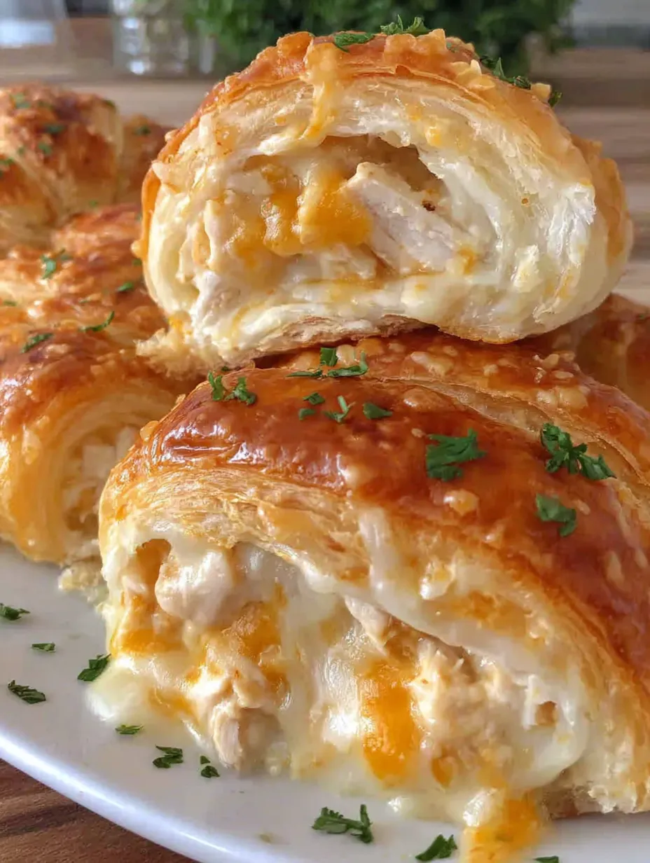A plate of food with a pastry and meat.