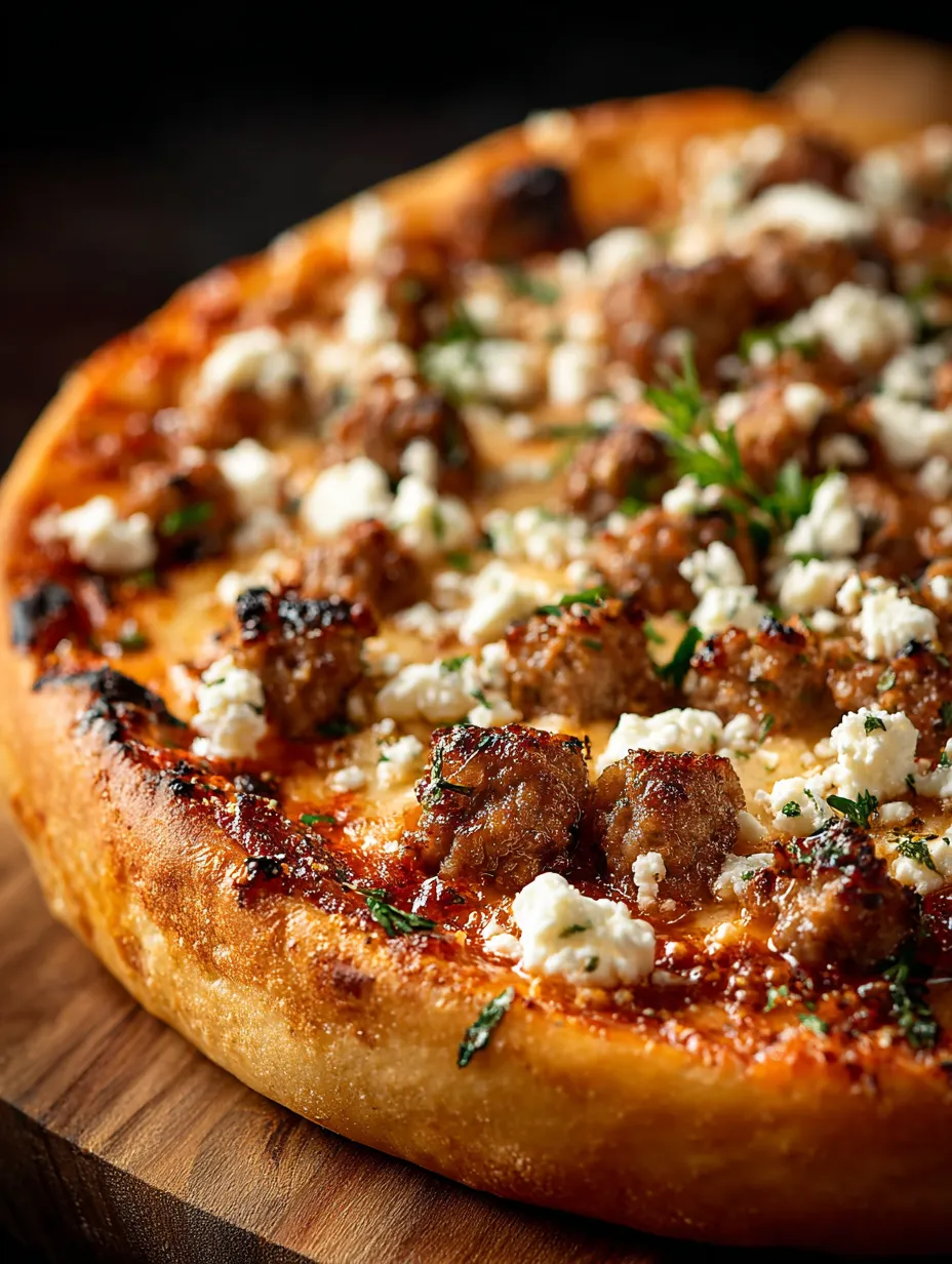 A pizza with meat and cheese on top.