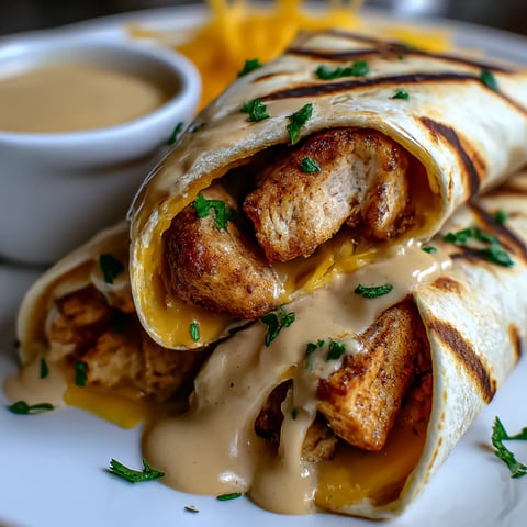 A plate of cheesy garlic chicken wraps.