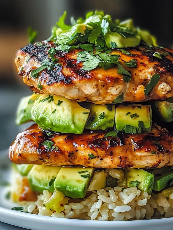 Honey Lime Chicken & Avocado Rice Stack