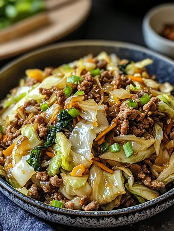 Chinese Ground Beef and Cabbage Stir Fry