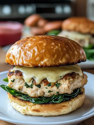 White Cheddar and Spinach Chicken Burgers Recipe