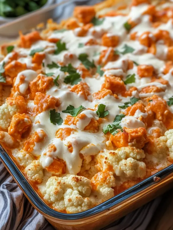 Creamy Buffalo Chicken Cauliflower Casserole Recipe