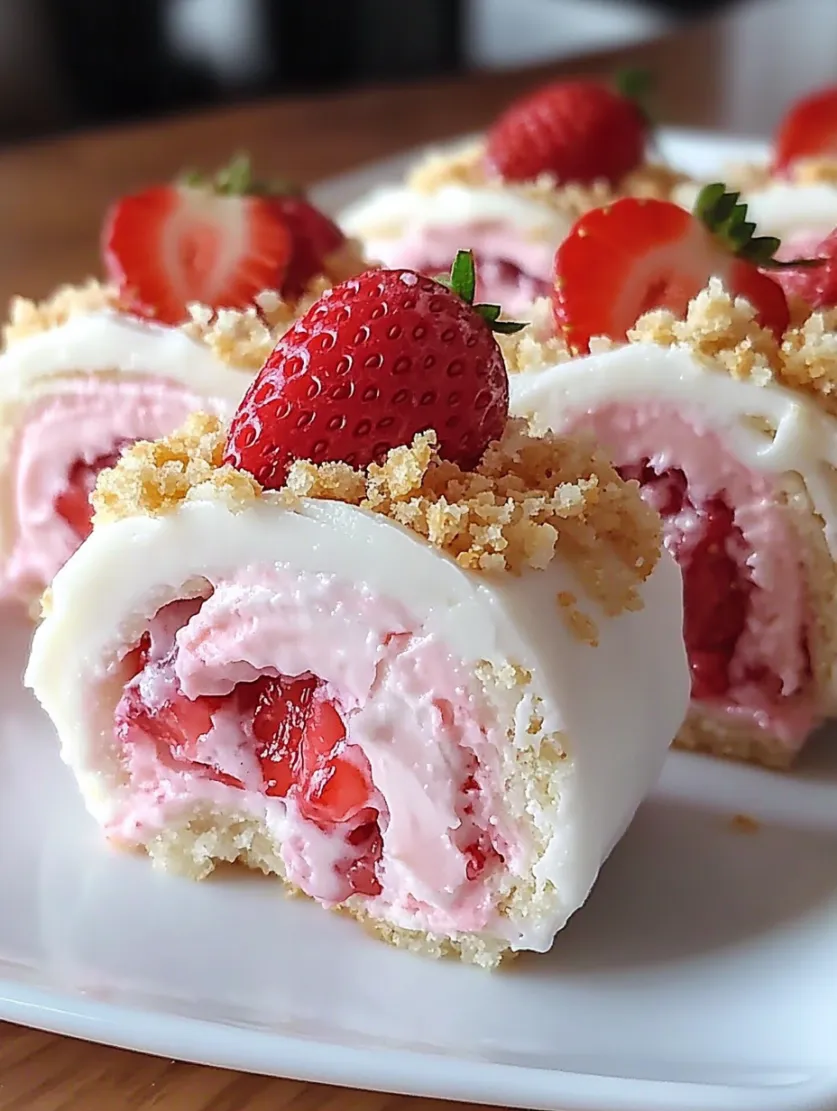 Sweet Strawberry Shortcake Cheesecake Rolls