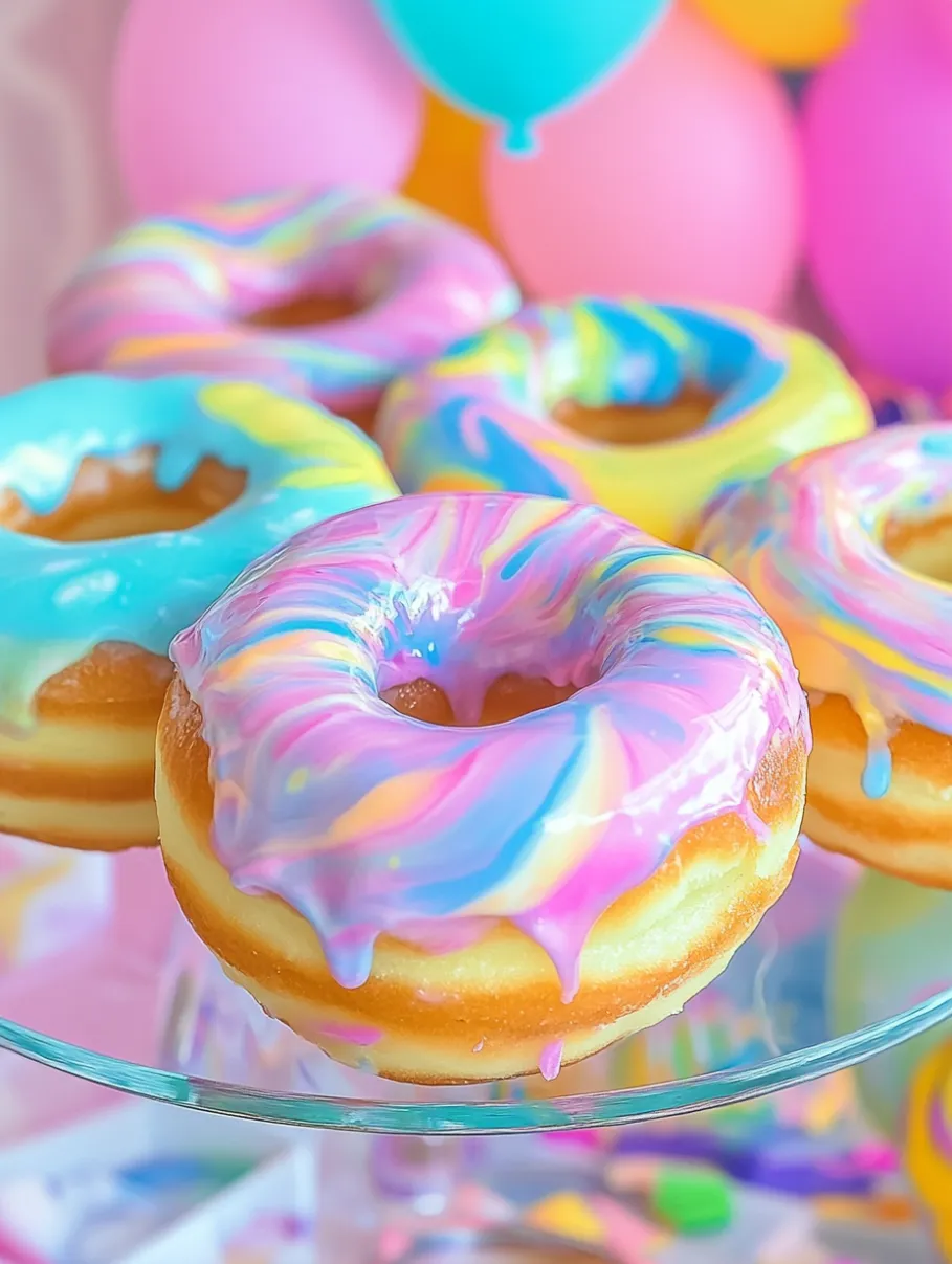 Marbled Rainbow Donuts Party Food Tutorial