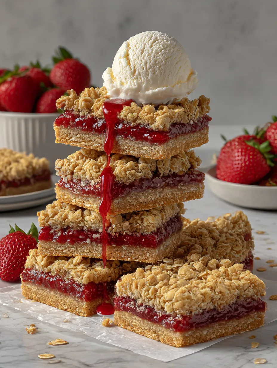 Strawberry Oatmeal Crumble Bars recipe