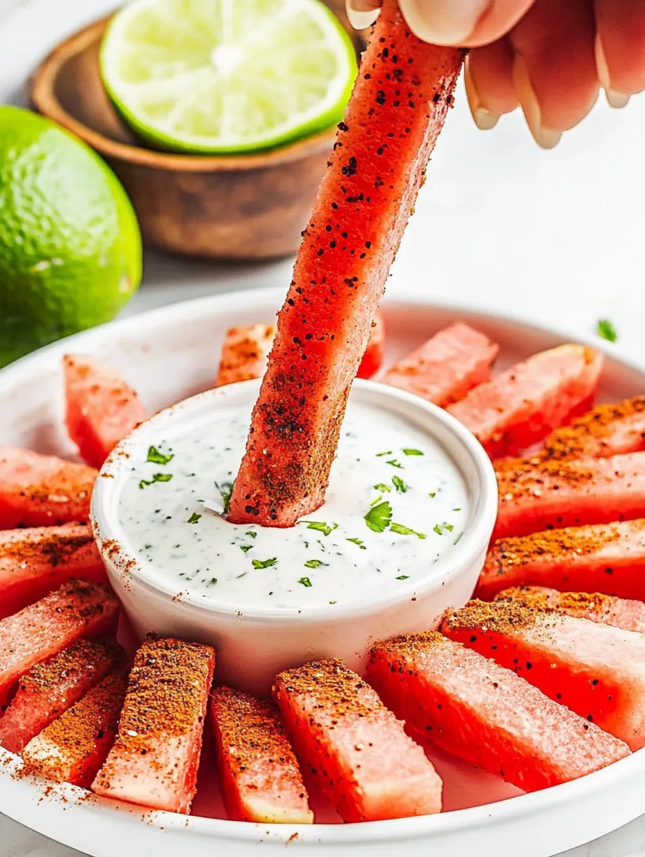 Spicy Watermelon Fries with Coconut Lime Dipping Sauce