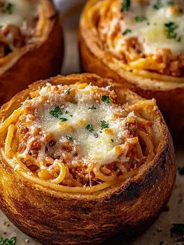 Spaghetti Garlic Bread Bowls