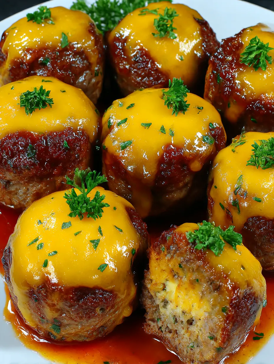 Cheesy stuffed meatloaf bites.