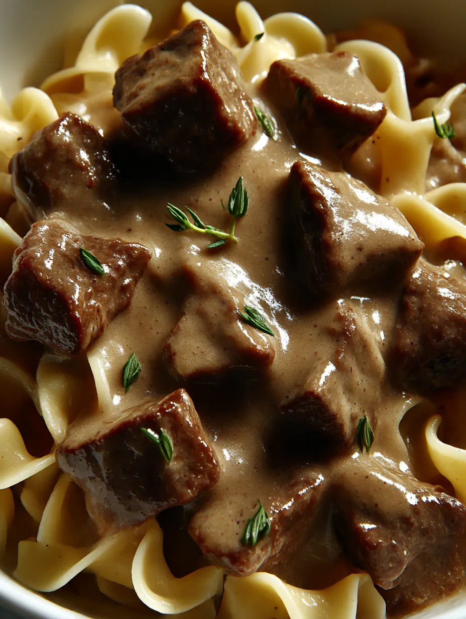 A delicious beef stroganoff recipe.