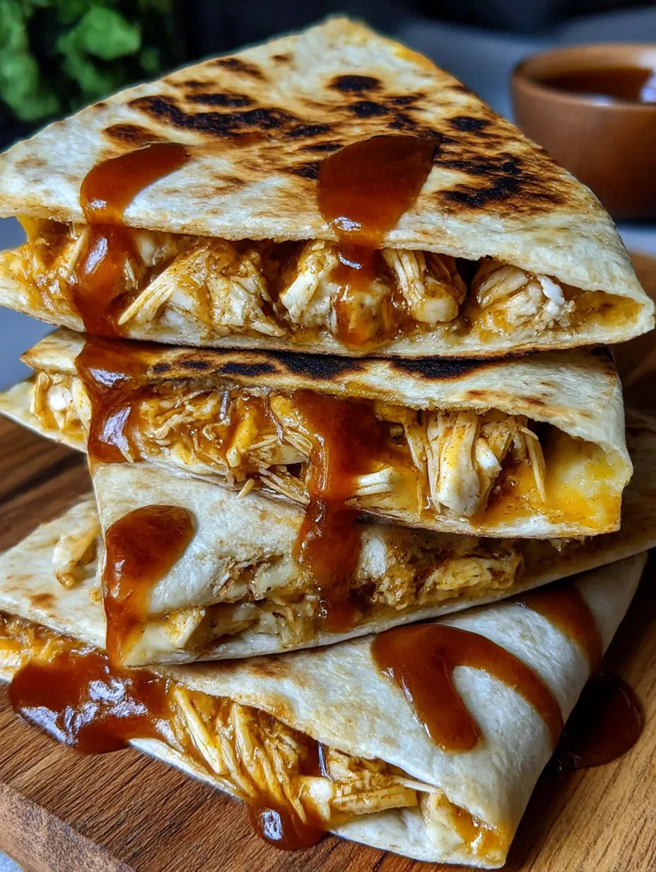 A stack of BBQ chicken quesadillas.