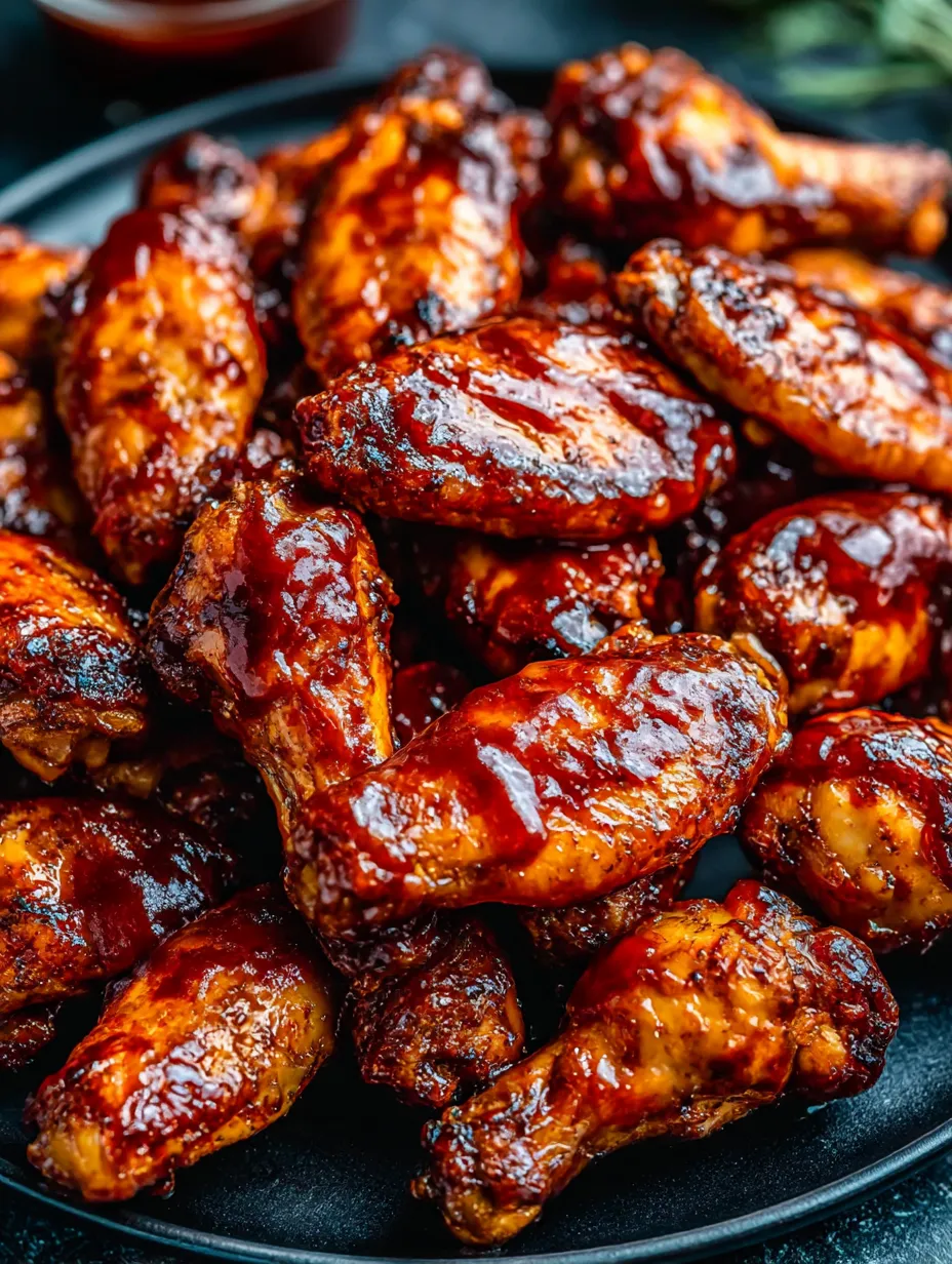 A plate of BBQ chicken wings.