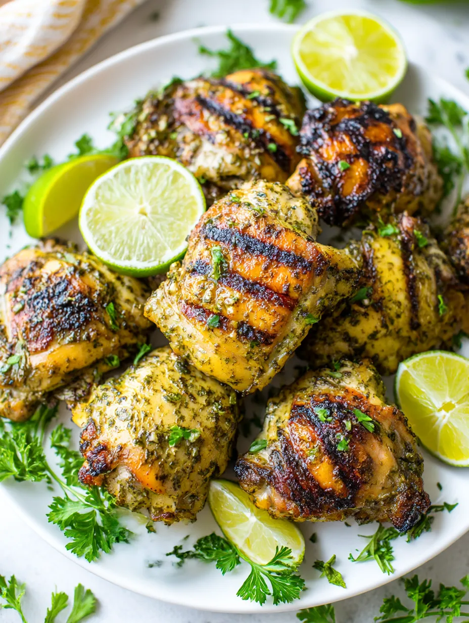 A plate of cilantro lime chicken thighs.