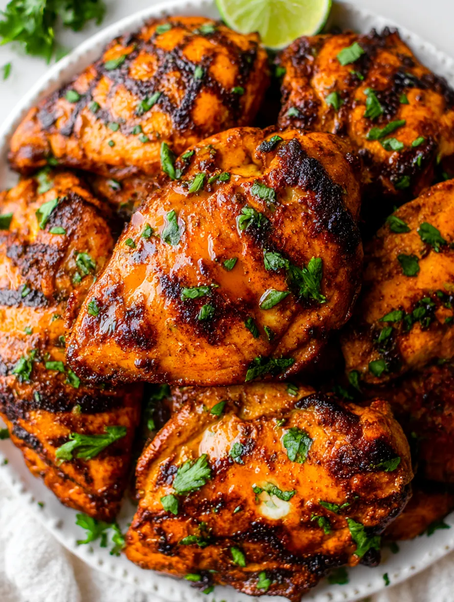 Grilled chicken breasts with green herbs.