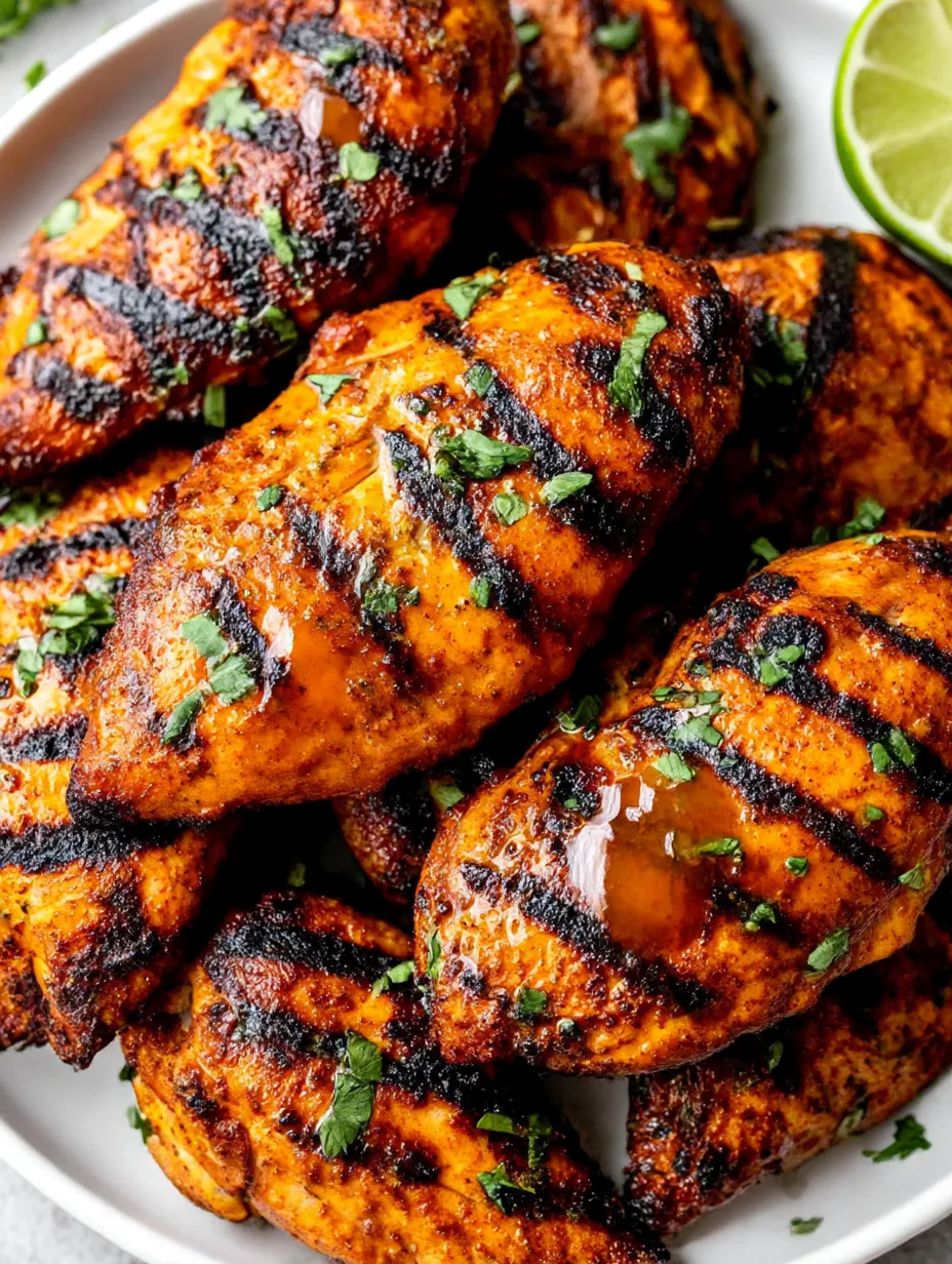 Grilled chicken breast with sauce.