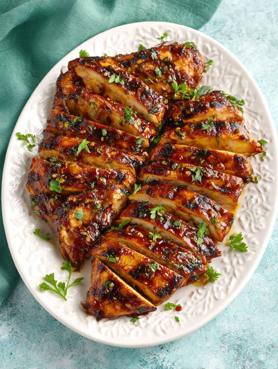 A plate of honey sriracha chicken.