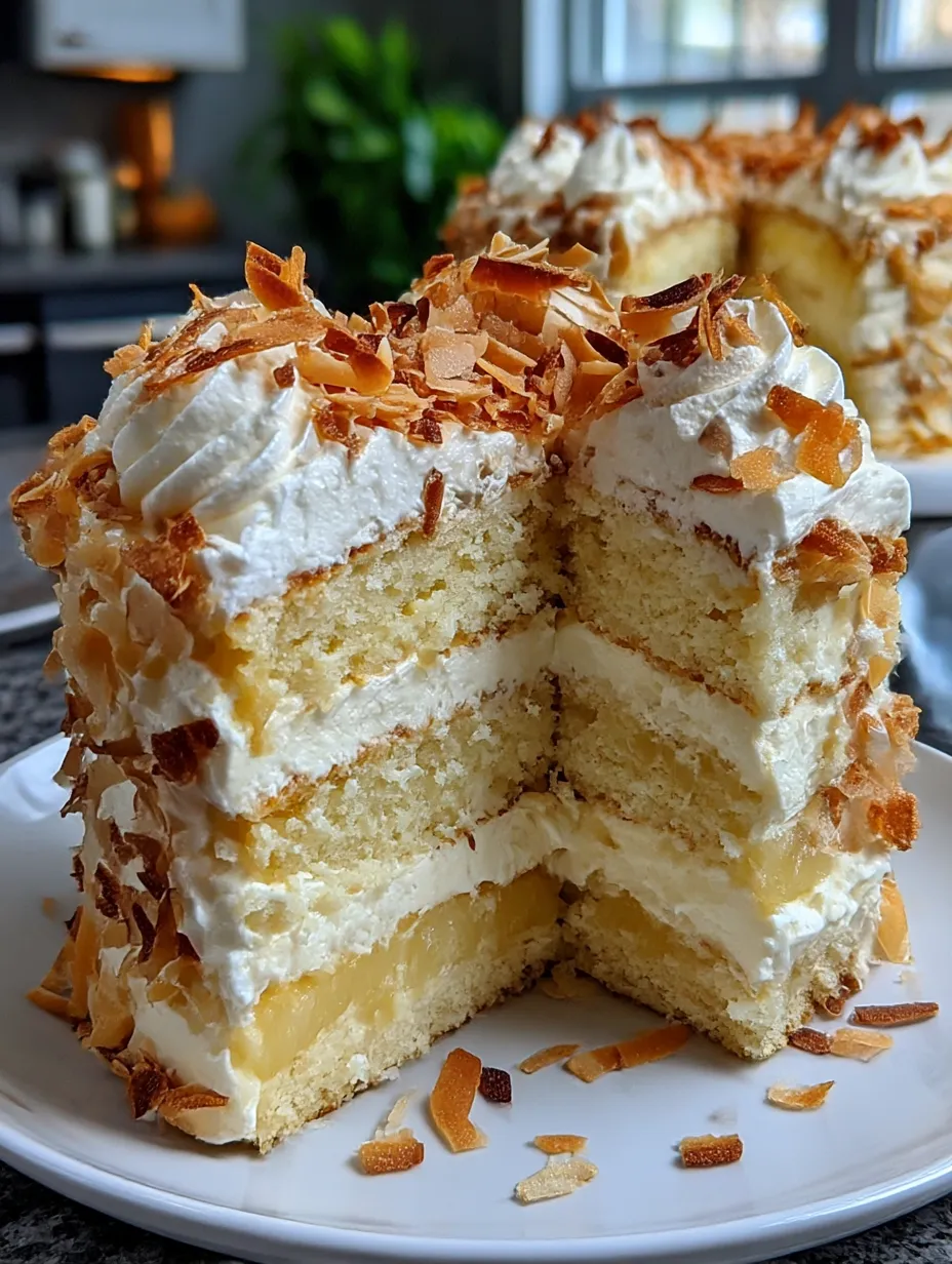 A slice of heavenly pineapple angel food cake.