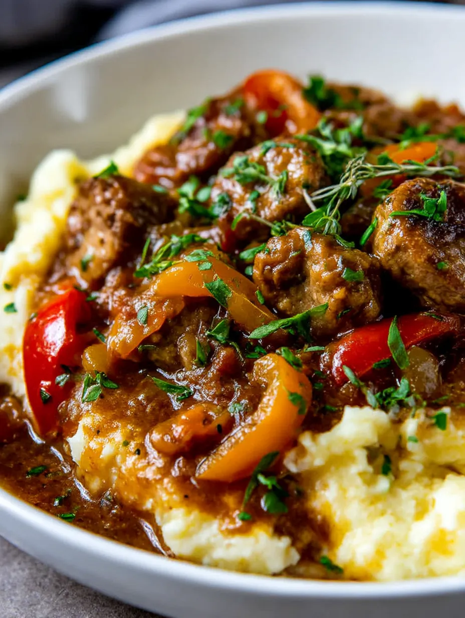 A bowl of food with meat and vegetables.