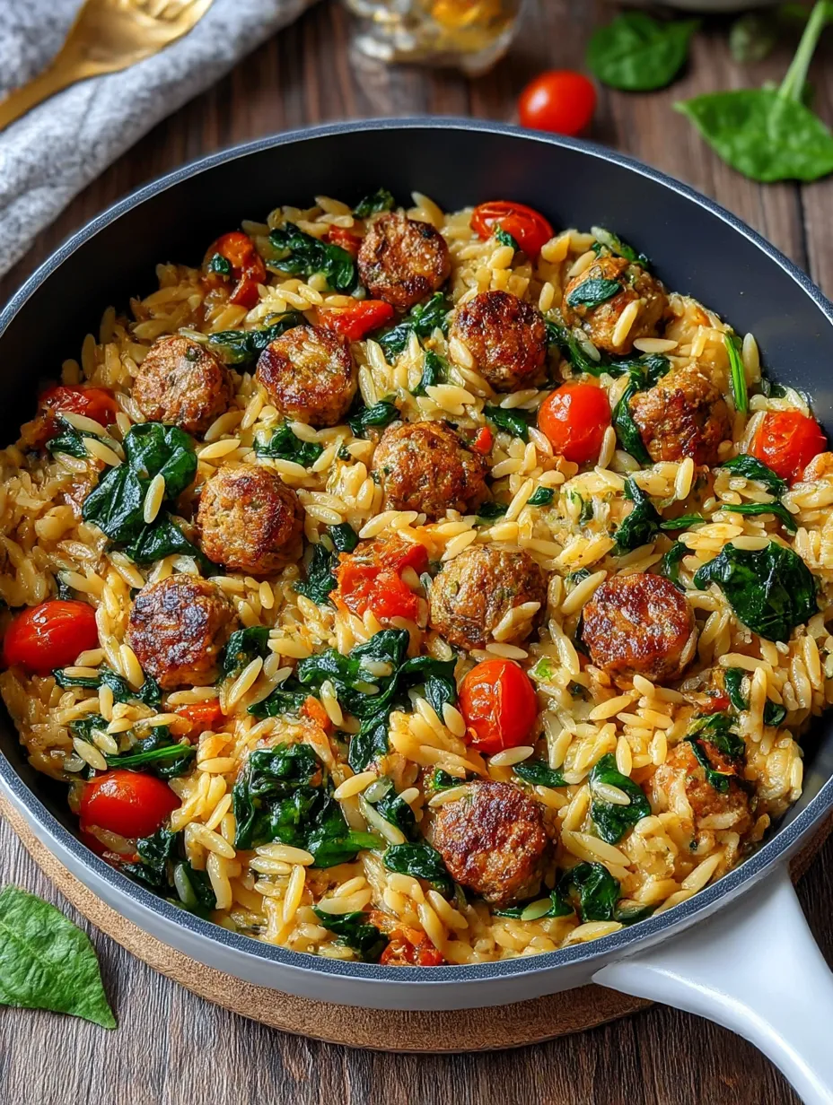 A one-pan Italian sausage and orzo pasta recipe.