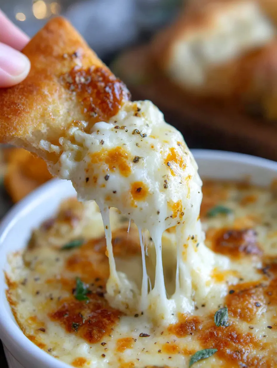 A person is holding a piece of artichoke dip.