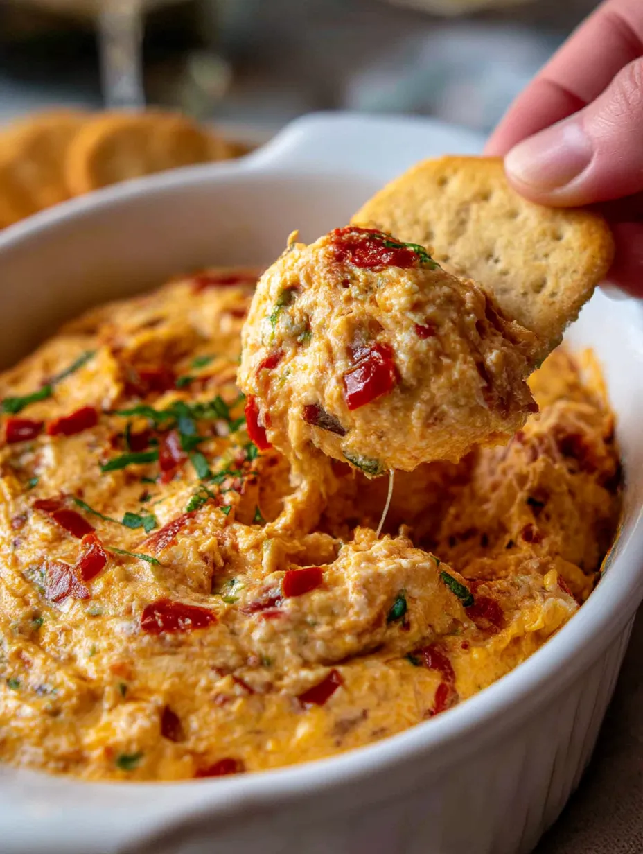 A person is eating a dip from a bowl.