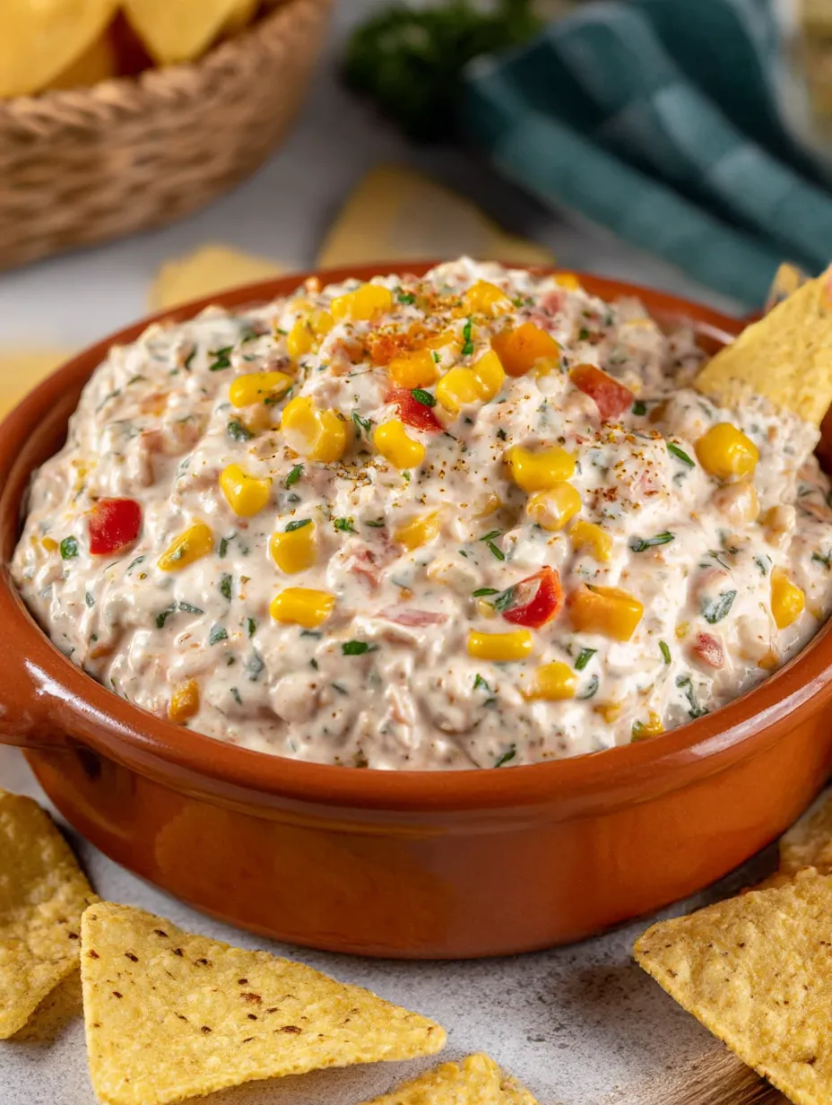 A bowl of dip with chips.