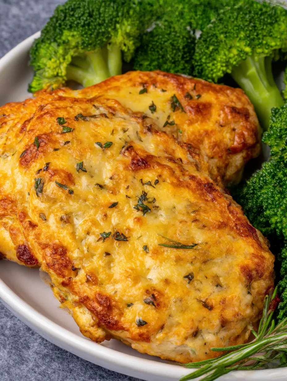 A plate of chicken with broccoli on the side.