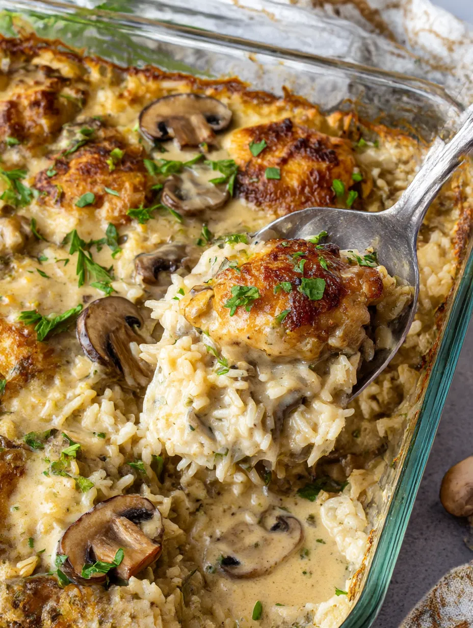A dish of smothered chicken and rice.