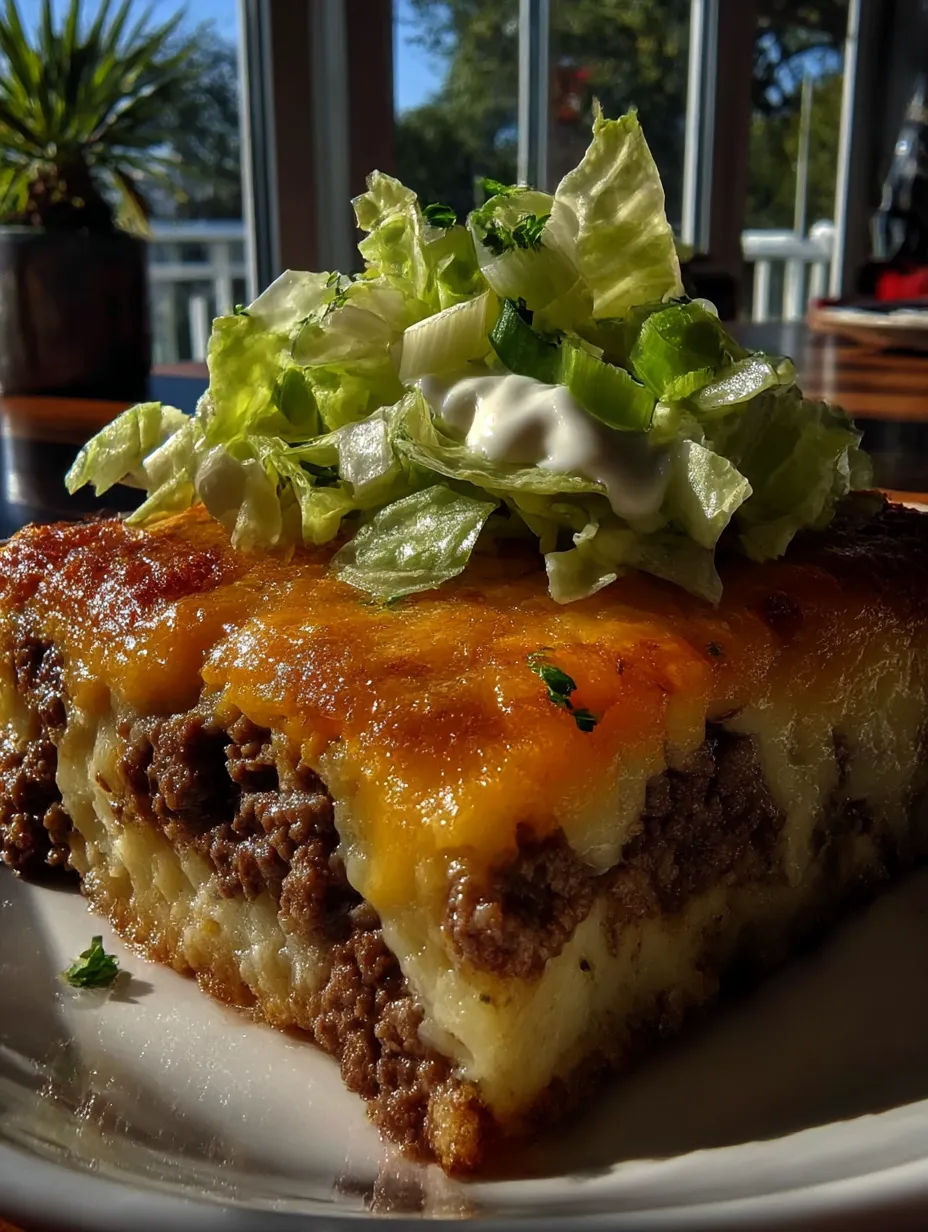 A delicious casserole with lettuce and cheese on top.