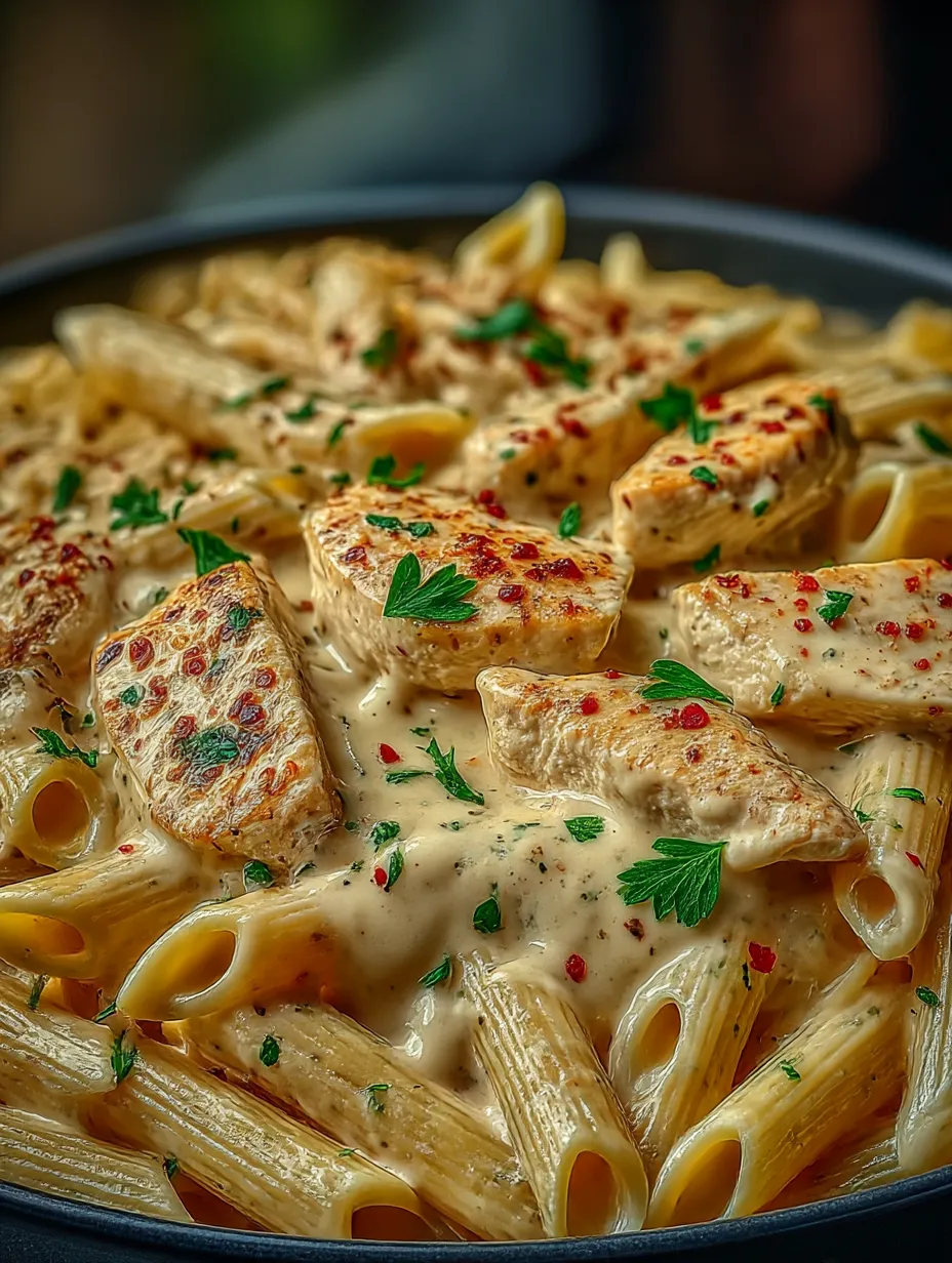 A delicious creamy ricotta chicken pasta dish.