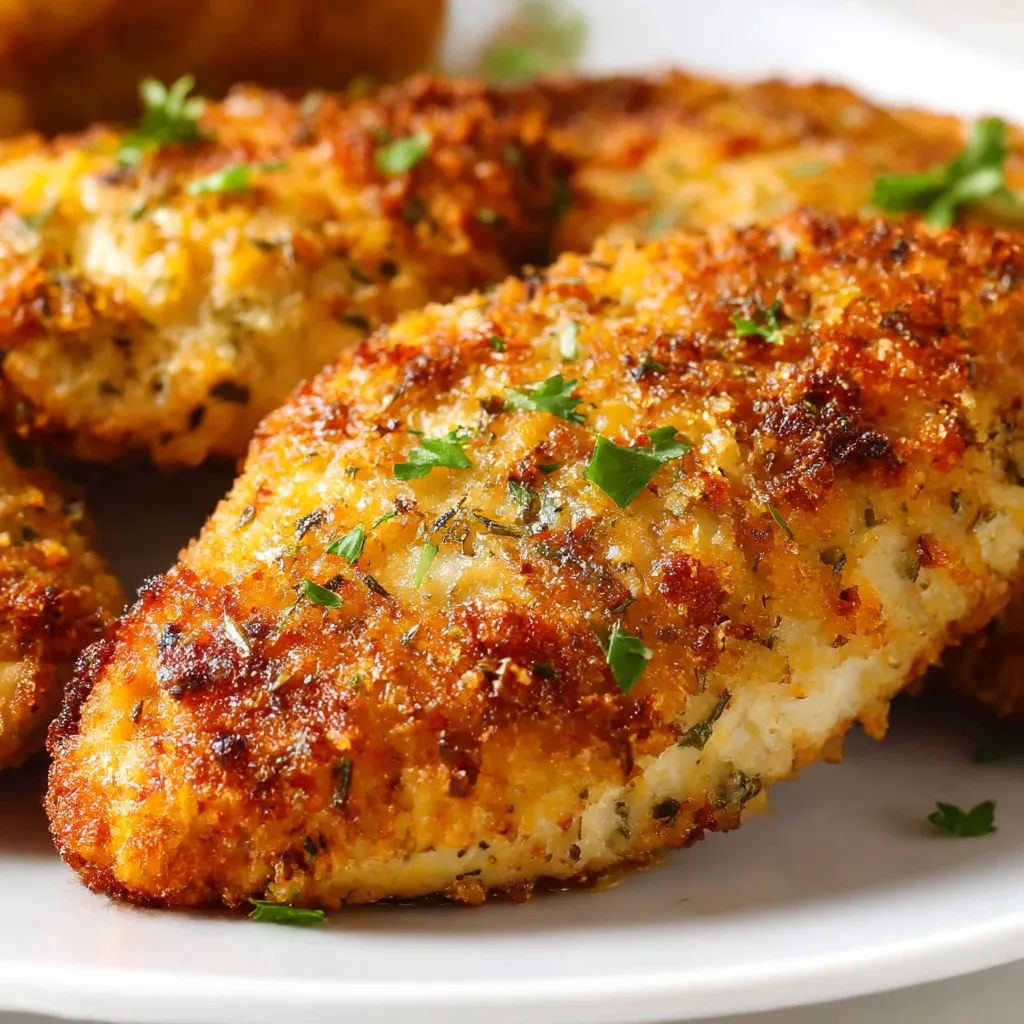 A plate of chicken with herbs on it.