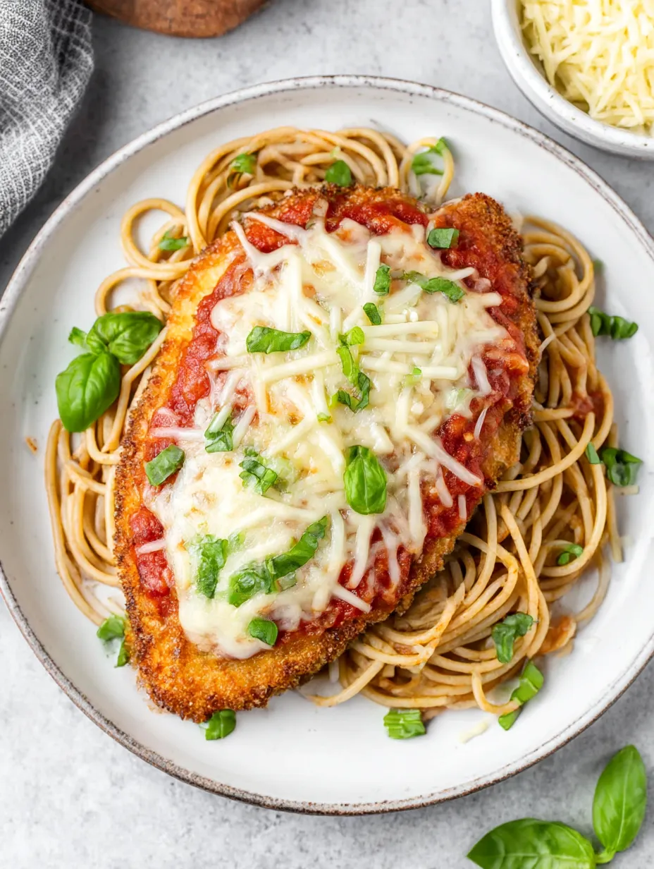 A plate of food with chicken and pasta.