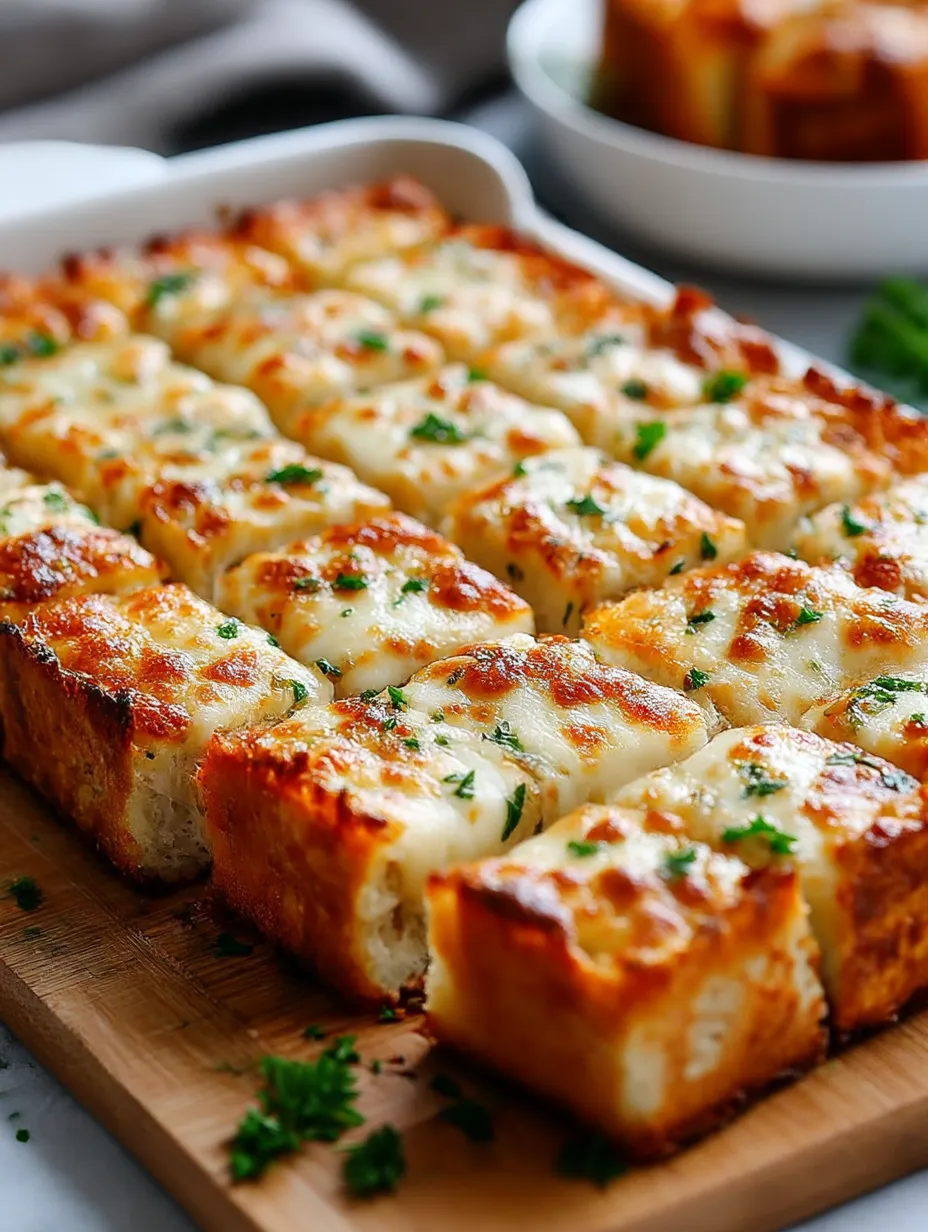 A pan of garlic bread with cheese.