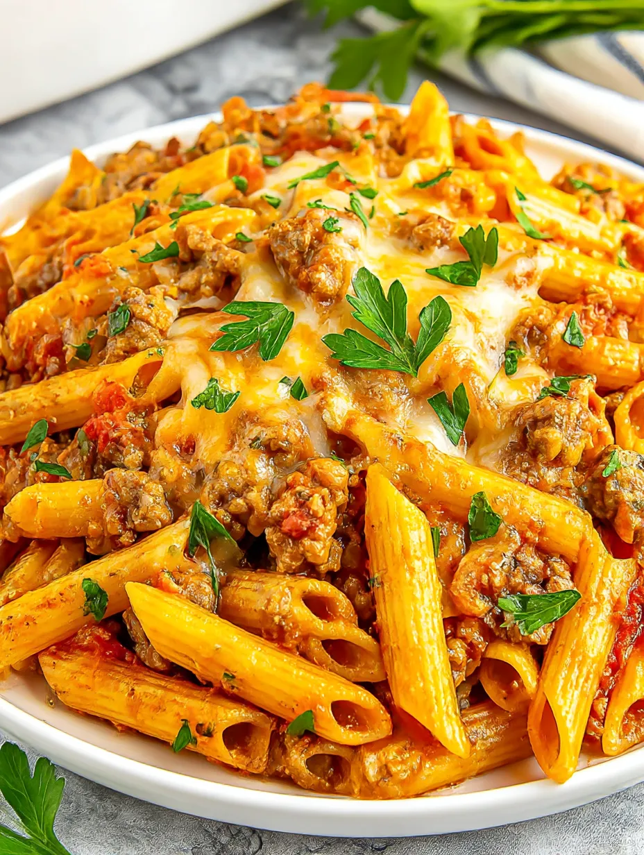 A bowl of creamy Italian sausage pasta.