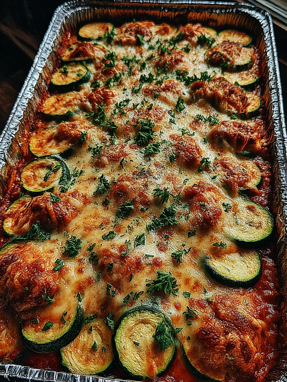 A pan of food with zucchini and cheese.