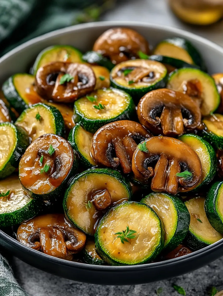 A bowl of zucchini and mushrooms.