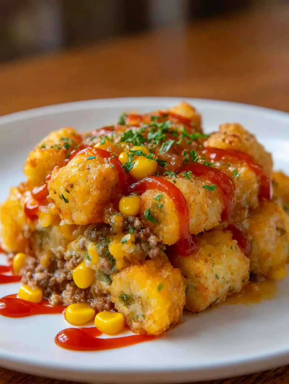 A plate of food with ketchup on it.
