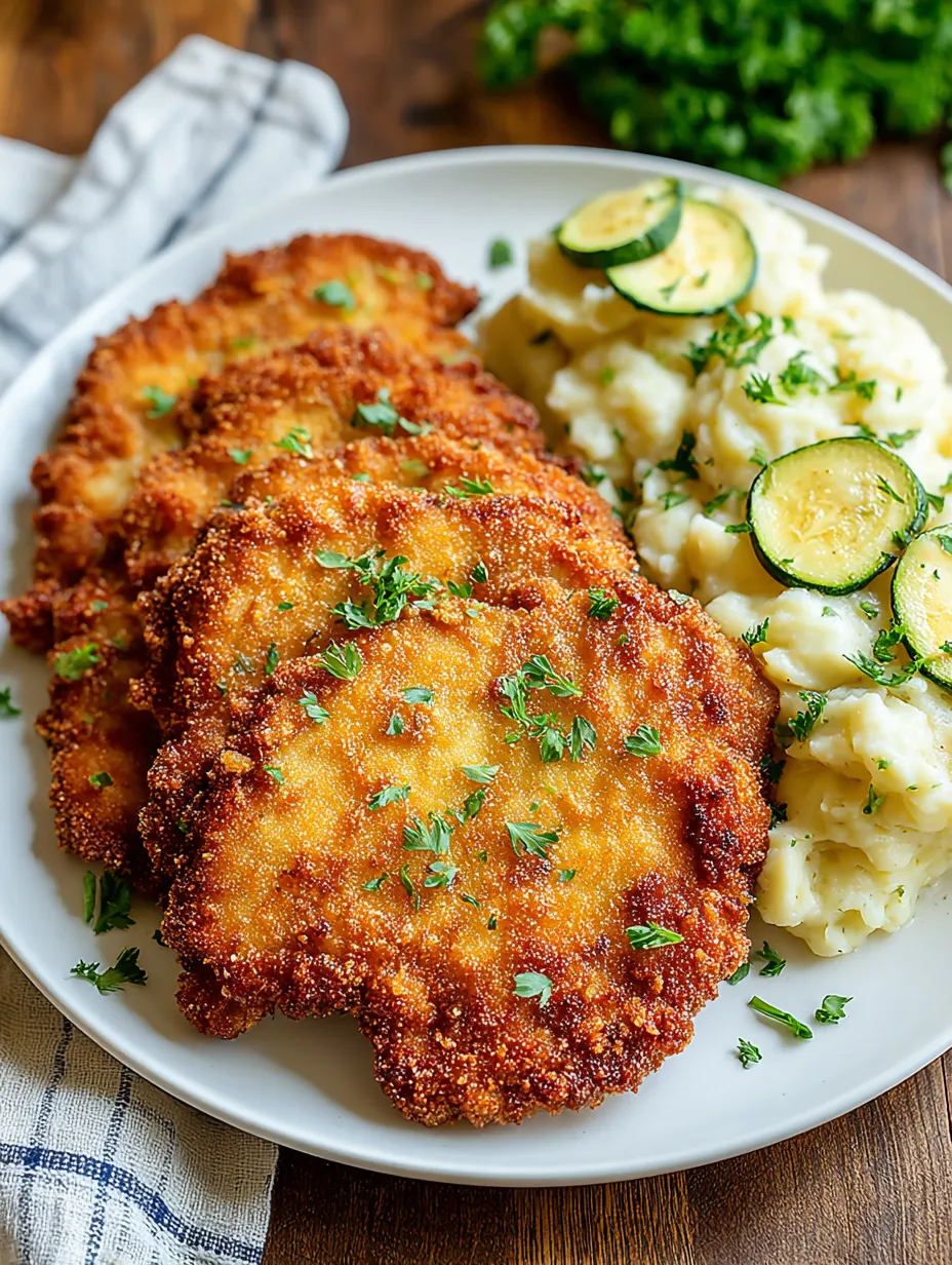 A plate of food with chicken, potatoes, and cucumbers.
