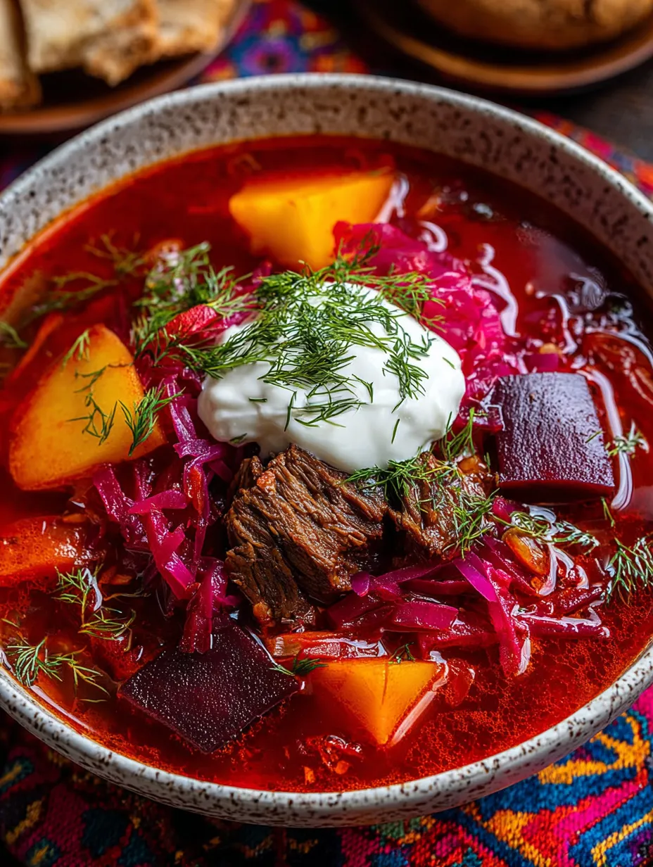A bowl of soup with meat and vegetables.