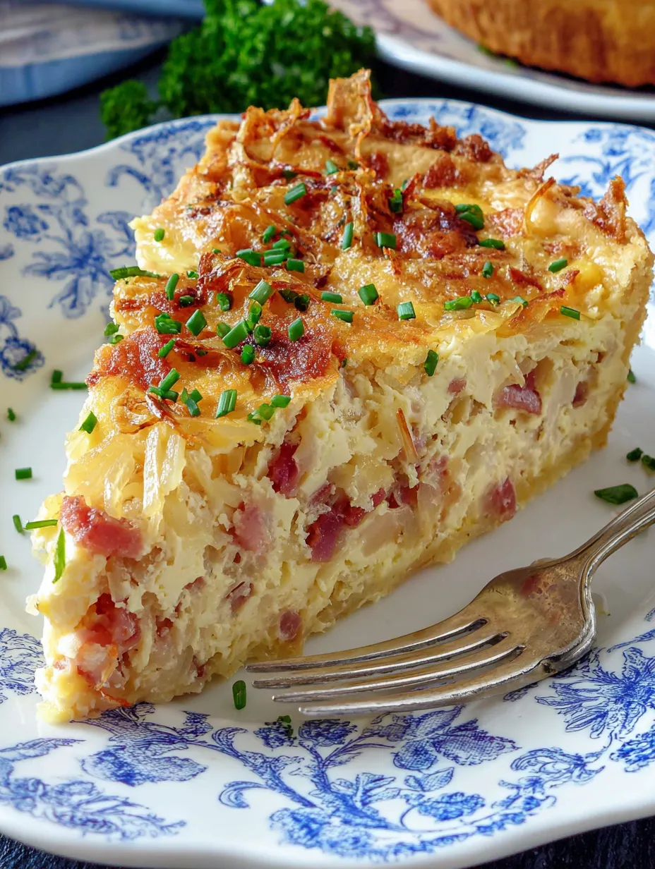 A slice of bacon and cheese quiche.