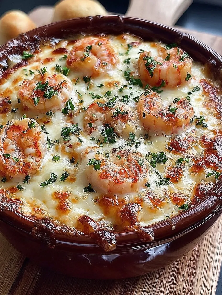A bowl of shrimp and cheese.