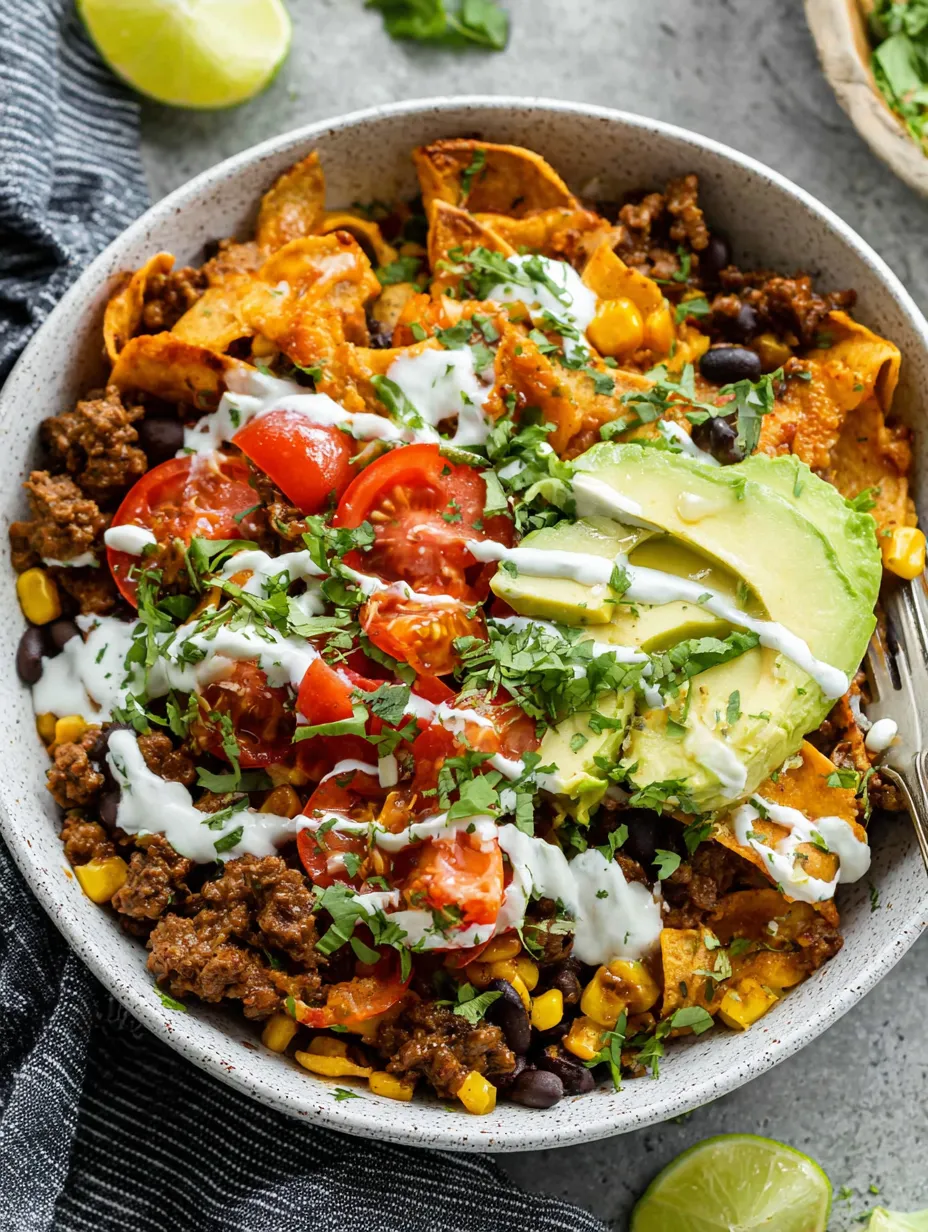 A bowl of food with a fork and knife.