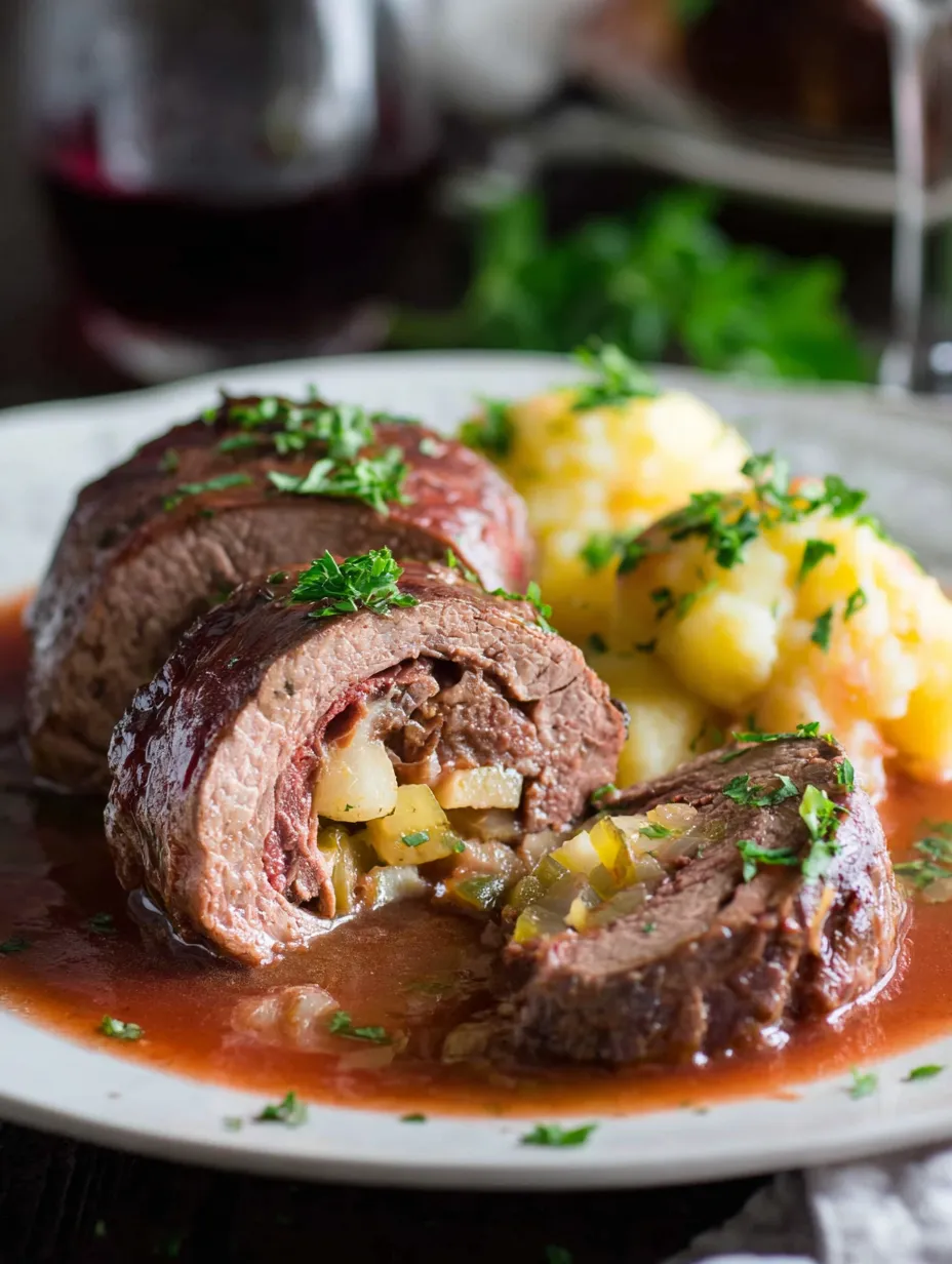 A plate of food with meat and potatoes.