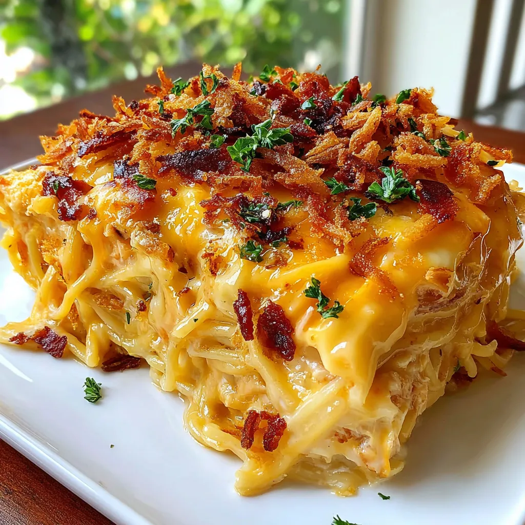 A plate of food with bacon and cheese.